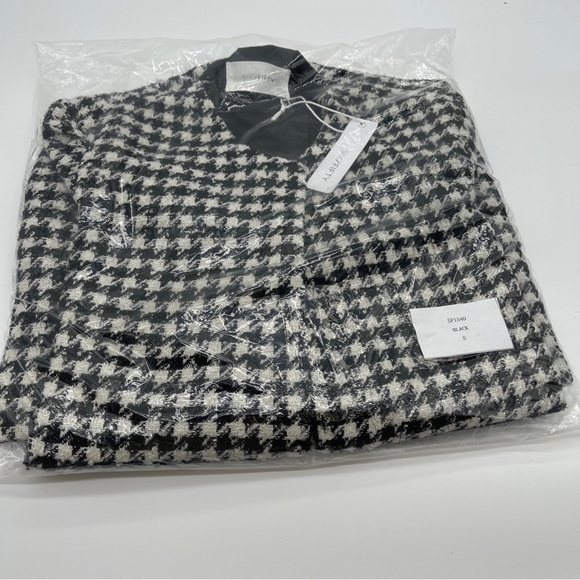 Six/Fifty Houndstooth Small/Medium Wool Wrens Cape  Jacket New Black White - Picture 13 of 14